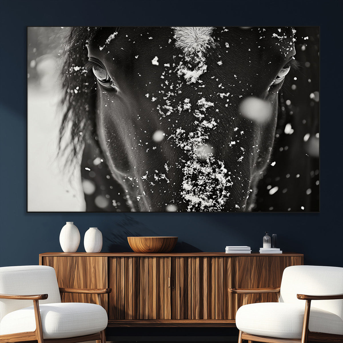 Winter Horse Snow Wall Art Canvas Print