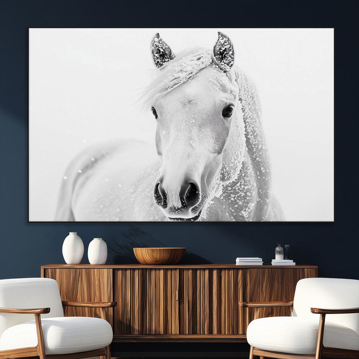 Majestic White Horse Wall Art | Ready to Hang and Framed |