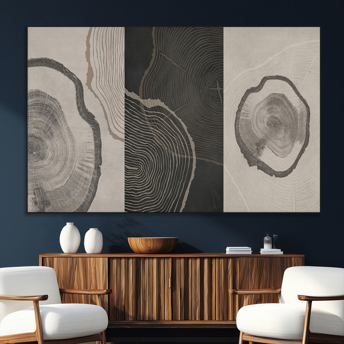 Minimalist Tree Rings Wall Art | Modern Abstract Canvas