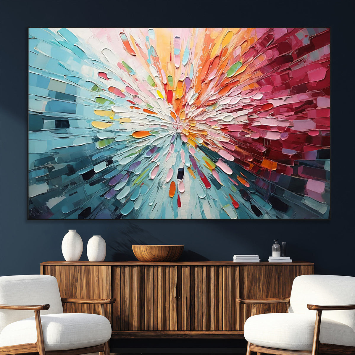 Radiant Bloom Abstract Floral Wall Art Canvas Print -