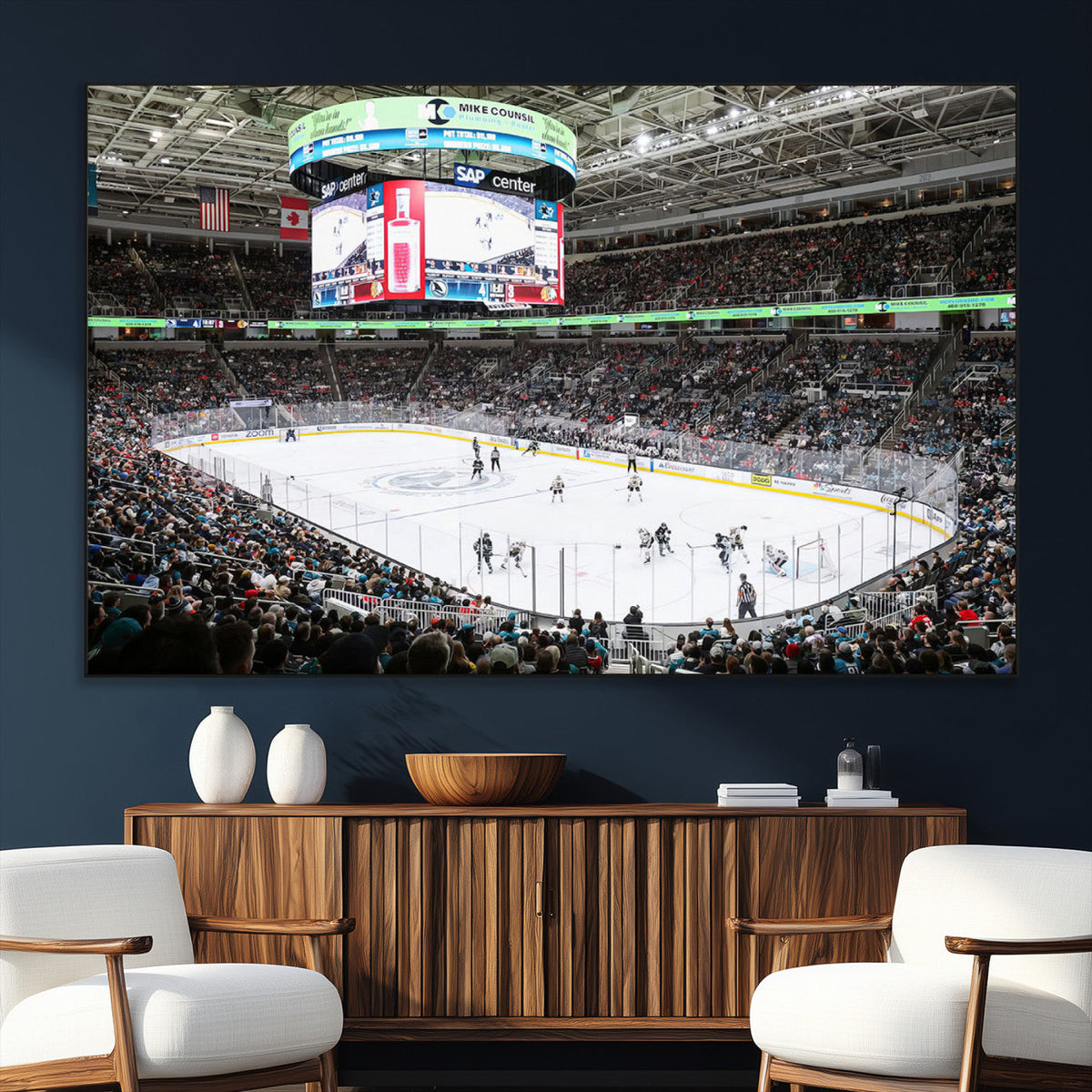 Sharks Arena Blackhawks Sharks Ice Hockey Stadium Wall Art