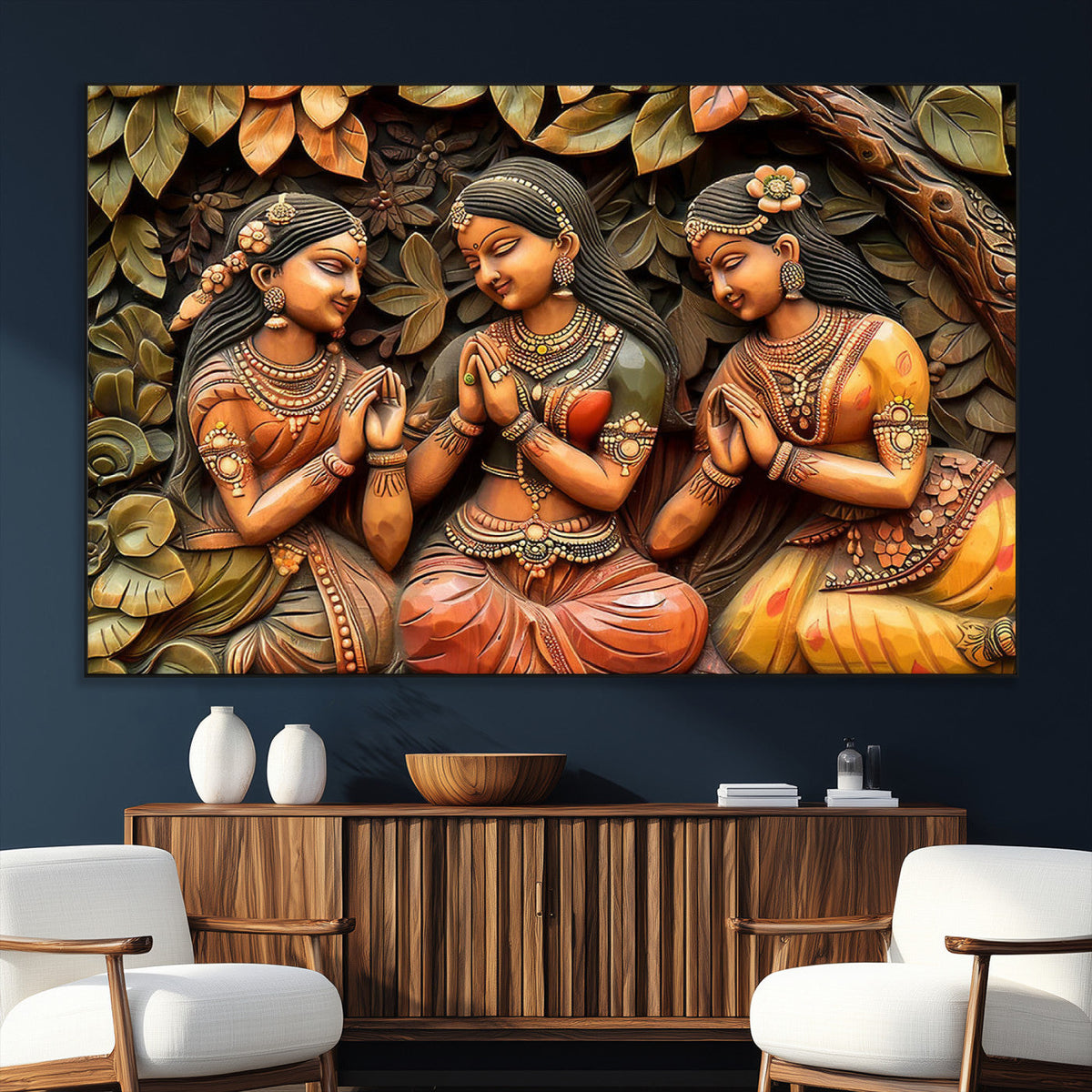 Indian Woman Statue Wall Art Canvas Print