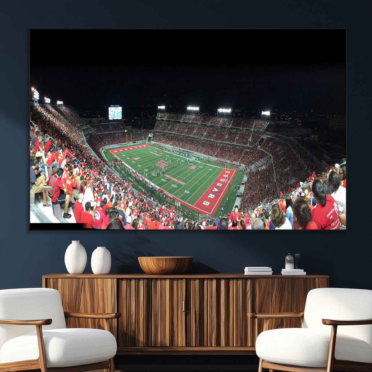 Houston Cougars Football Team Print - Houston TDECU Stadium