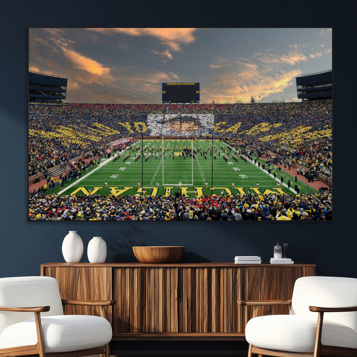 University of Michigan Wolverines Print Canvas, Football