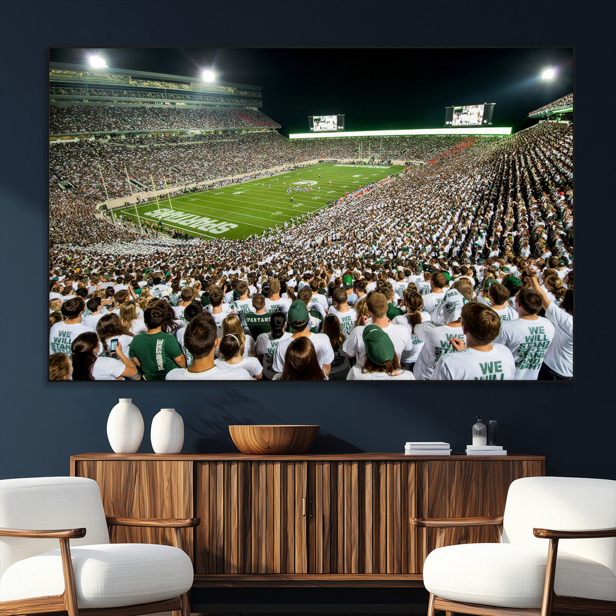 Michigan State Spartans Football Canvas Print - East Lansing