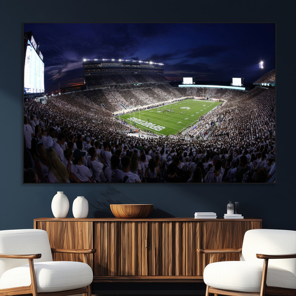 Michigan State Spartans Canvas, Framed Football Team Print -