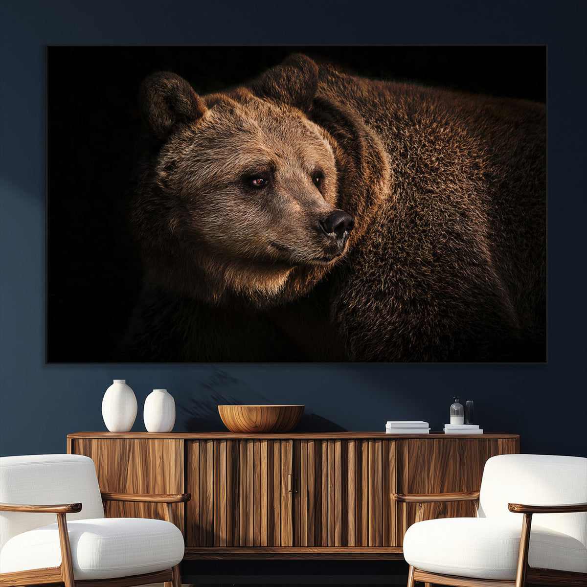 Wild Grizzly 399 Bear Canvas Wall Art Print, Bear Animal