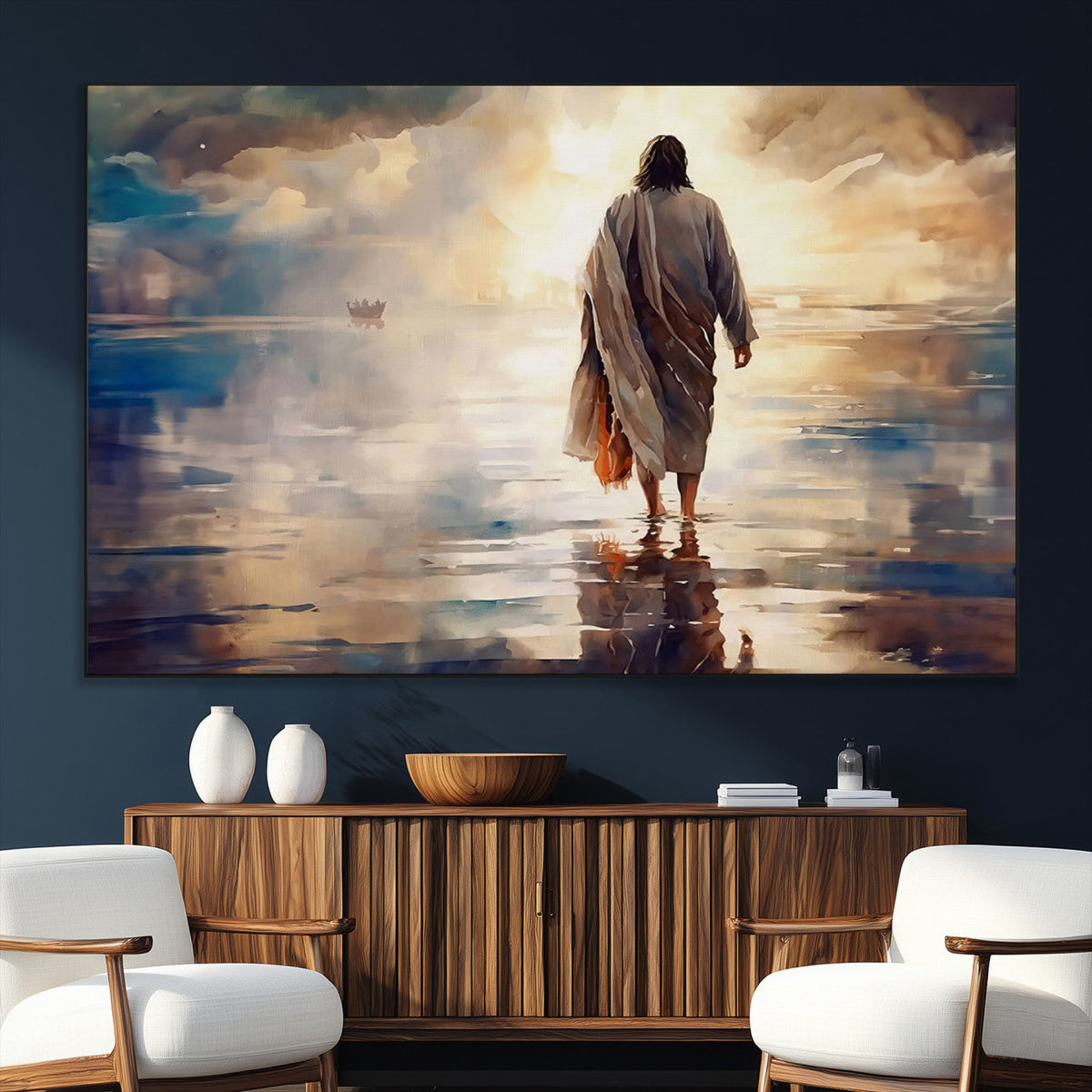 Jesus Walking on Water Wall Art | Ready to Hang Spiritual