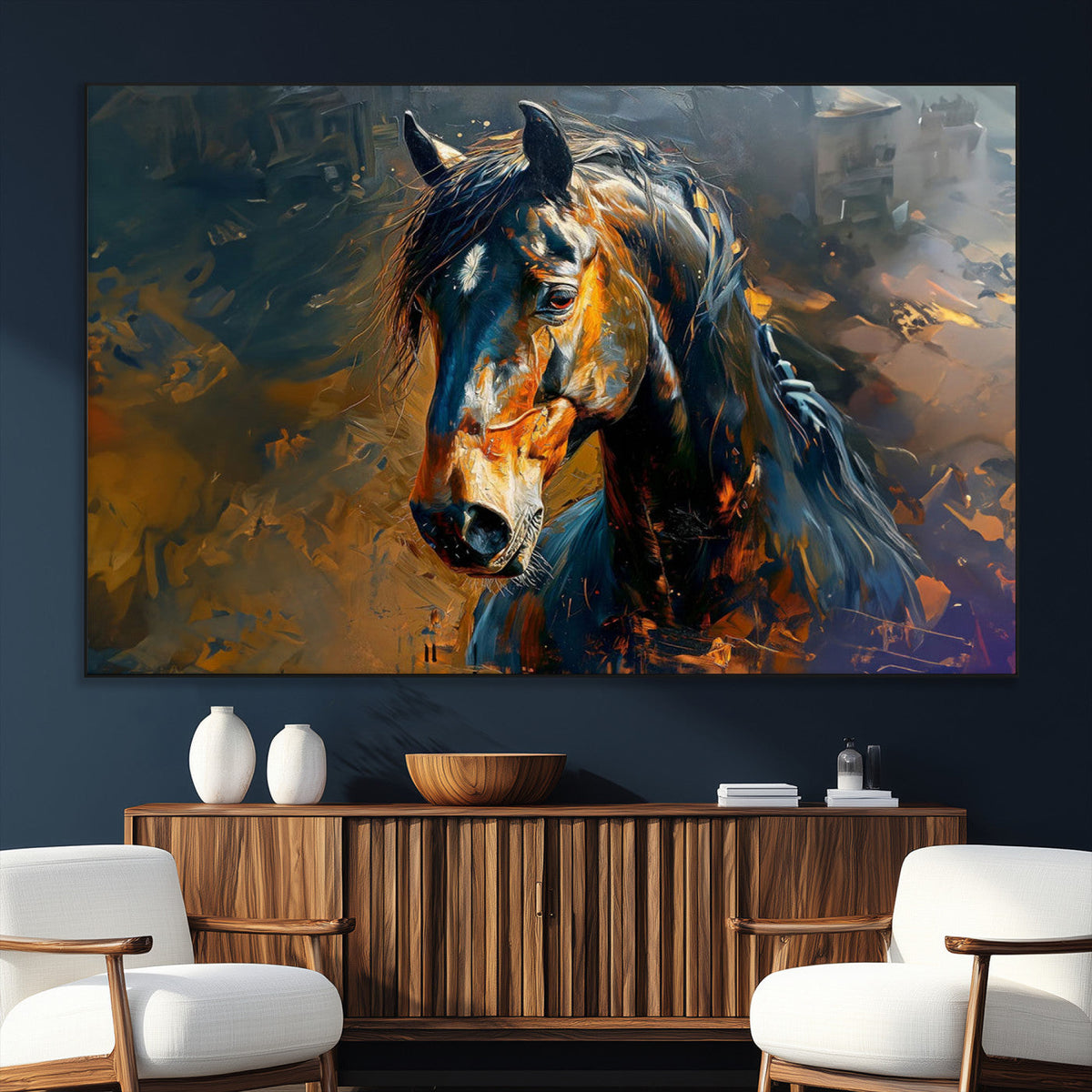 Abstract Horse Wall Art Canvas Print | Farmhouse Wall Decor