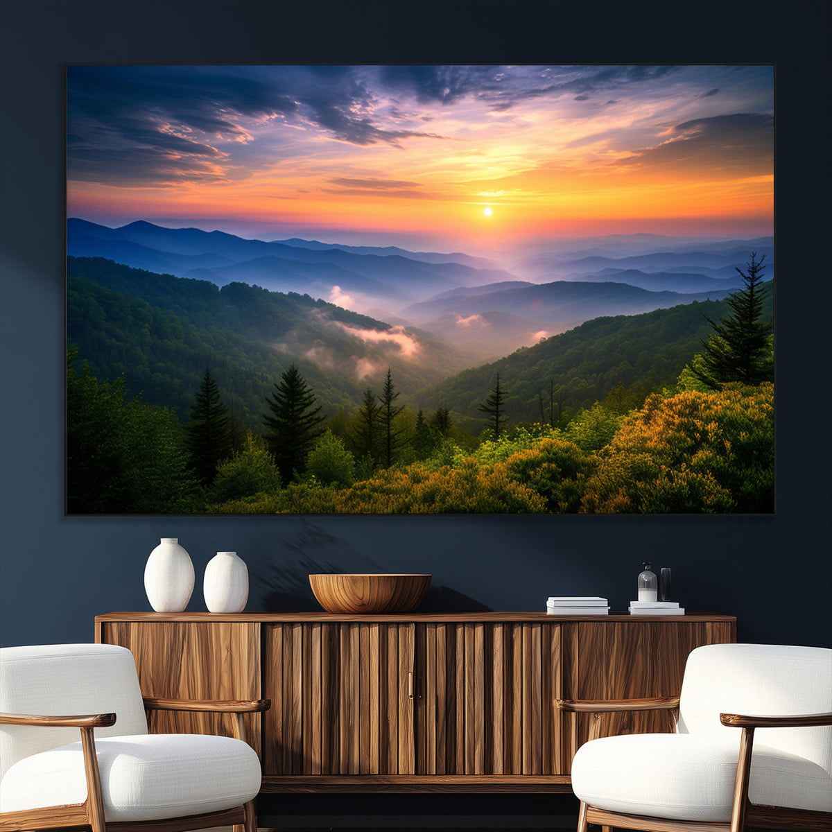 Majestic Mountain Sunrise Print | Landscape Wall Art |