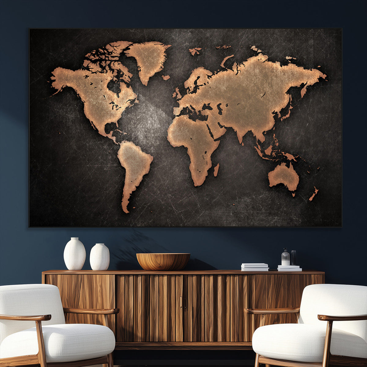 World Map Canvas Print – Framed Travel Map Wall Art for