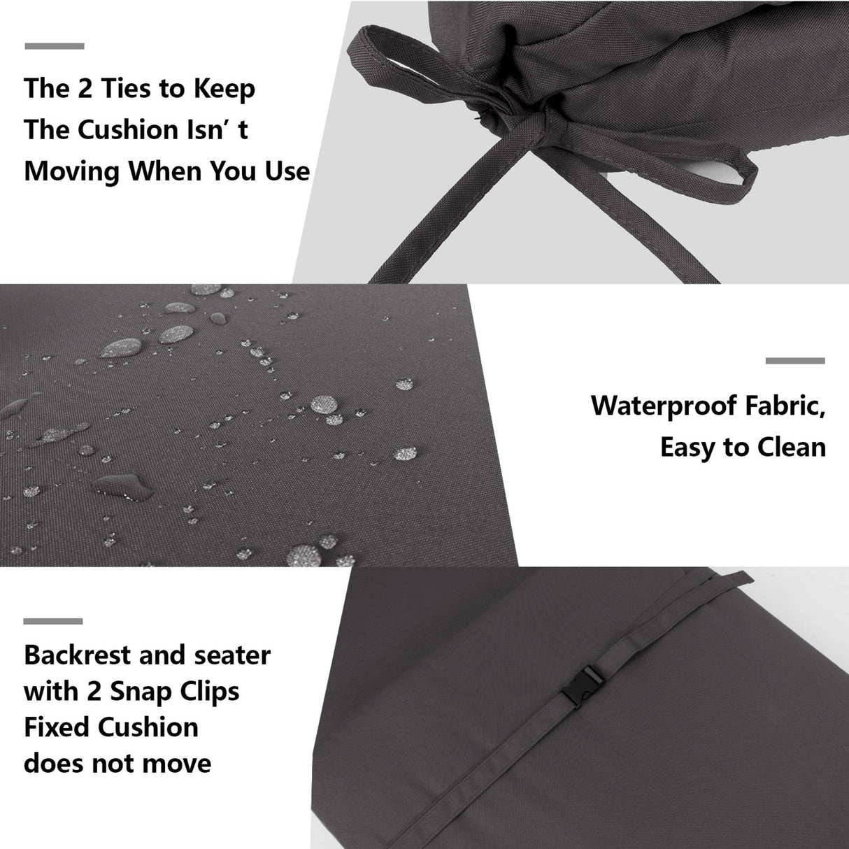 2-Piece Outdoor Chaise Lounge Cushion Set, Grey