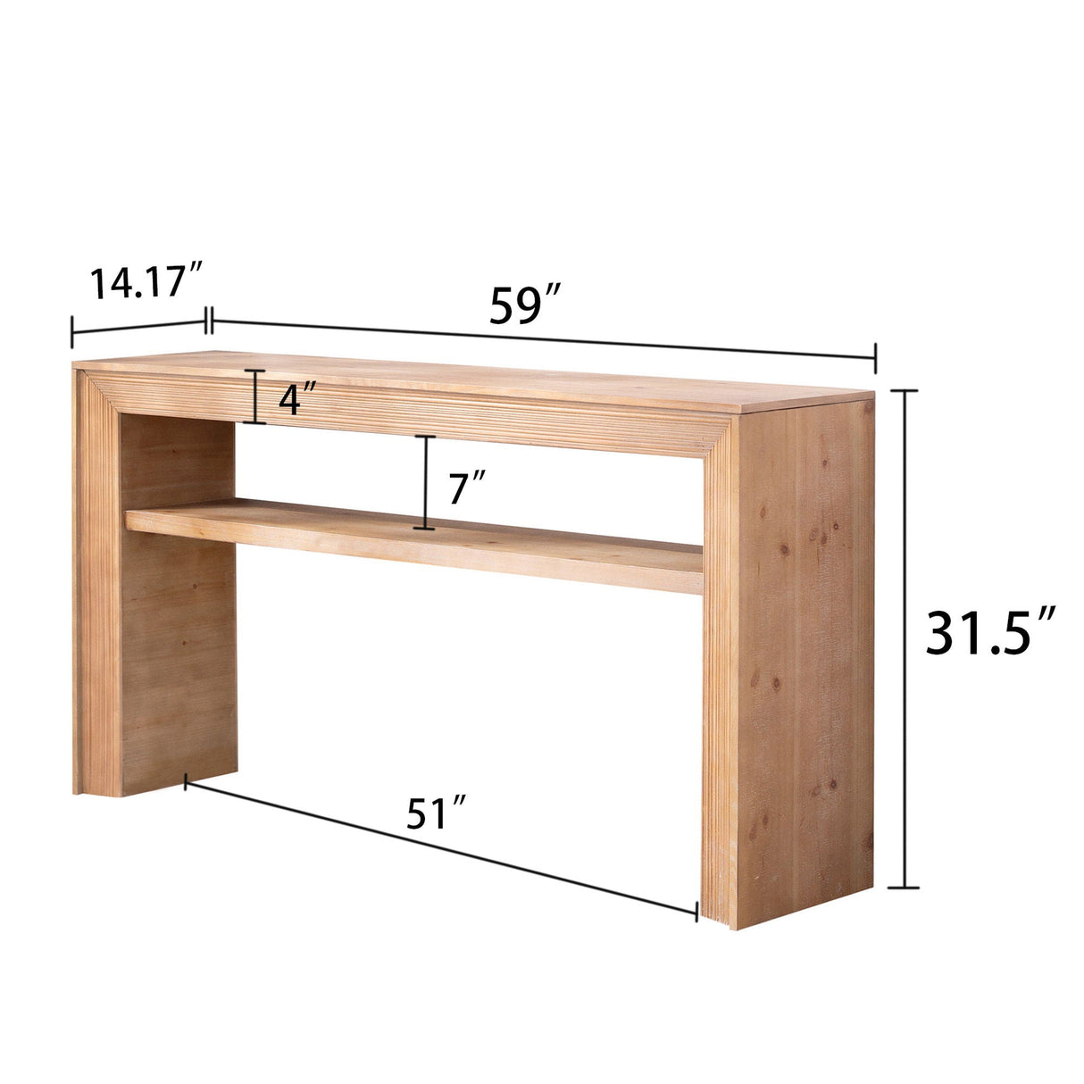 Console Table With Storage Shelf - Antique Natural / Light Natural / Natural