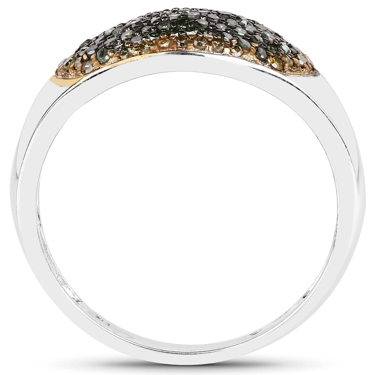 0.45 Carat Genuine Green Diamond and Yellow Diamond .925 Sterling Silver Ring