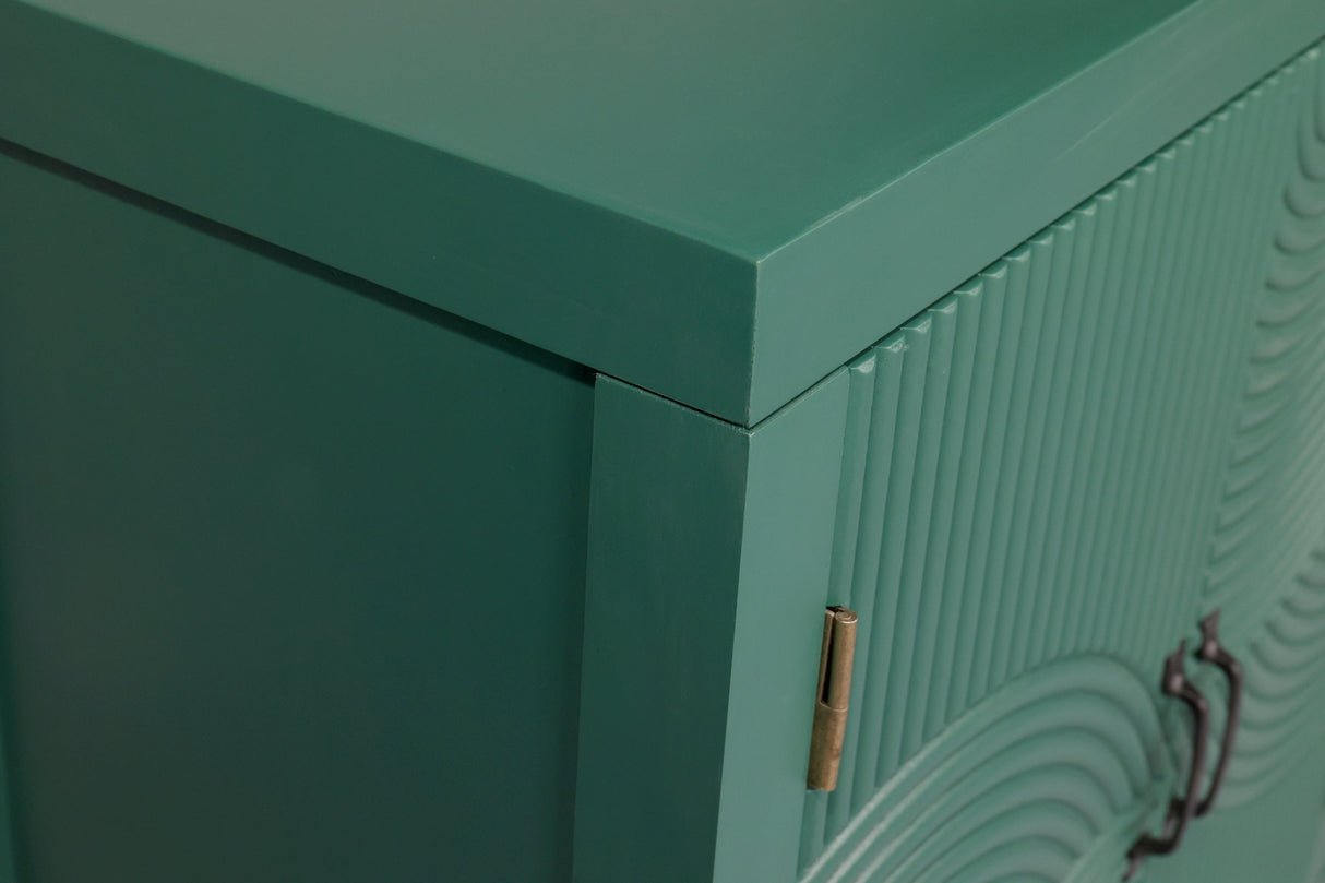59in Green Accent Cabinet with 4 Doors Mid Century Modern Pantry Cabinet