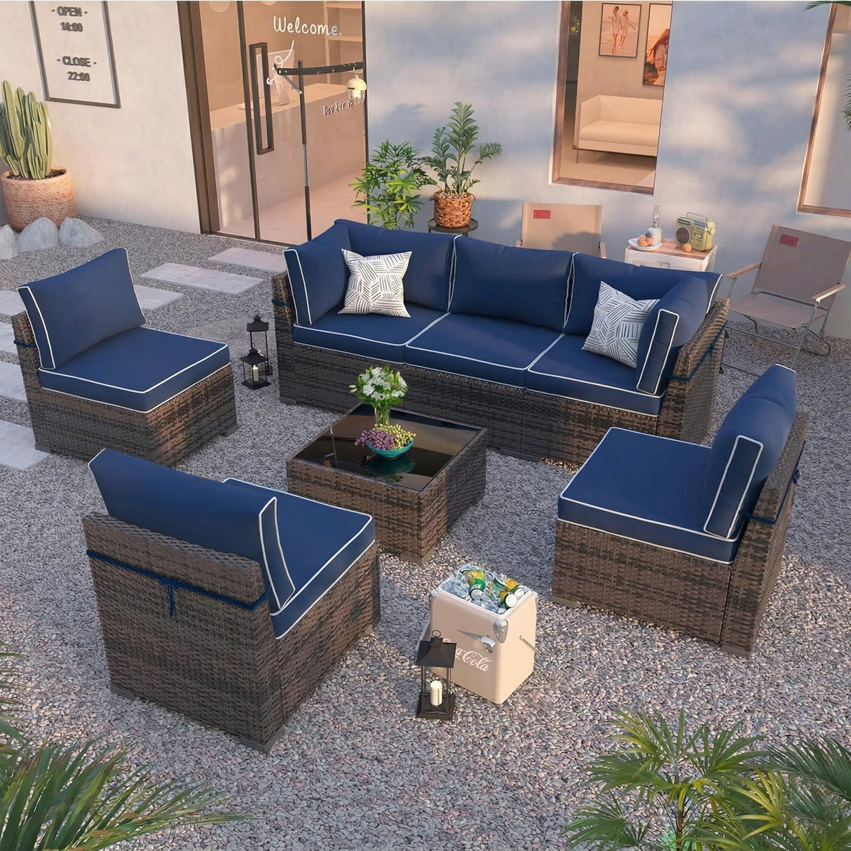 Cushion Covers for 7 Pcs Wicker Rattan Sectional Sofa