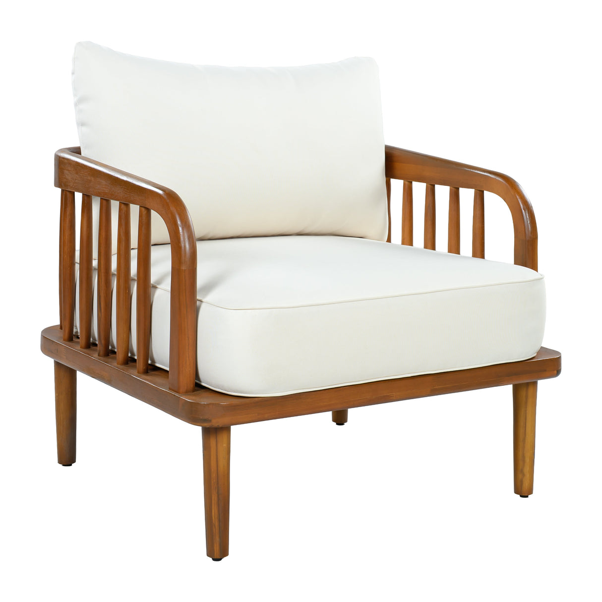 Acacia Wood Outdoor Patio Chair with Vertical Slatted Arms