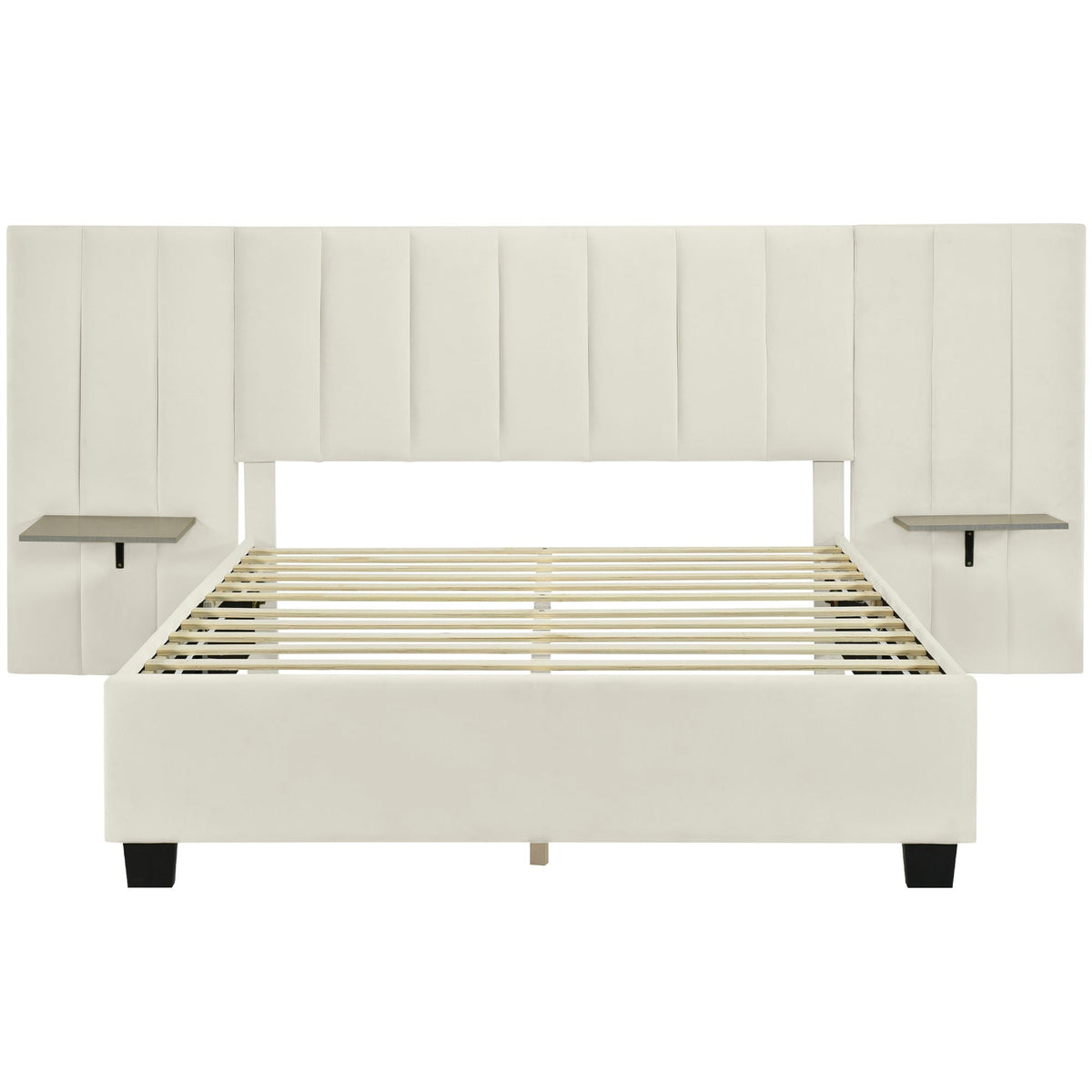 Upholstered Platform Bed With Big Headboard