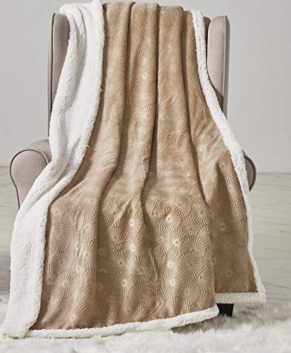 Decor&More Bon Iver Collection Extra Soft Bursting Fireworks Embossed Microplush Throw Blanket with Sherpa Backing (50" x 60")