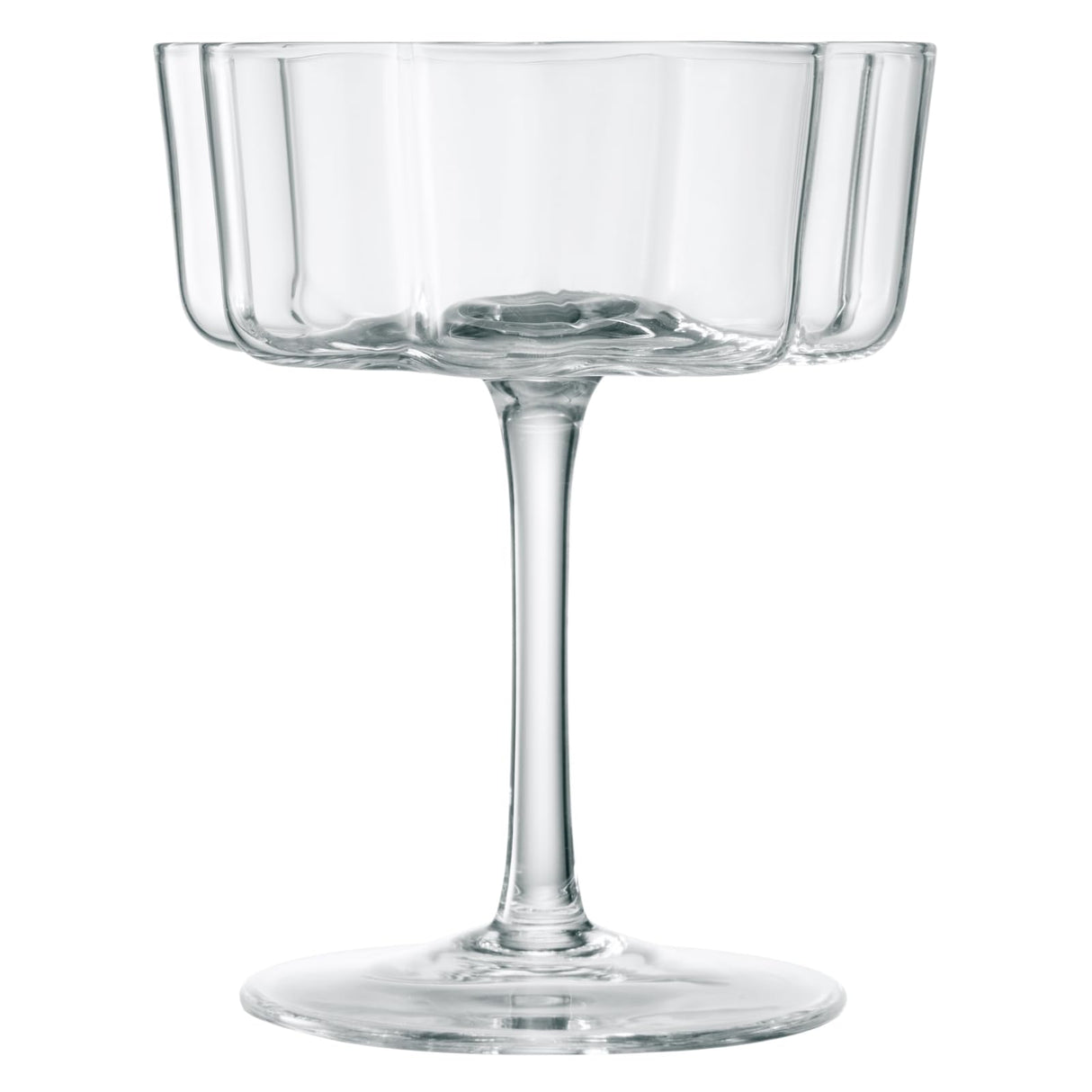 Flower Wave Coupe Cocktail Colored Glasses | Set of 2 | Clear