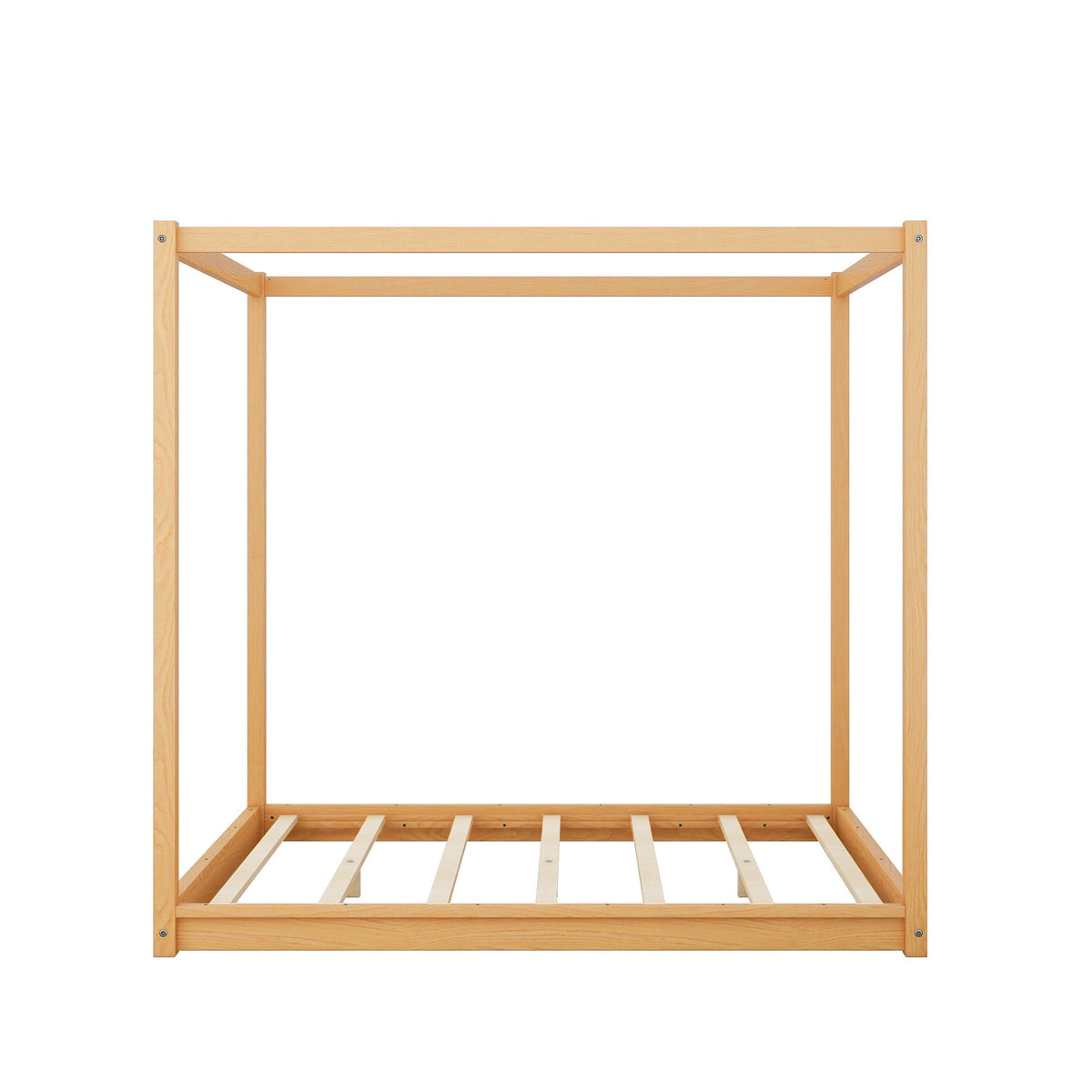 Wood Canopy Platform Bed With Support Legs And Airflow Slats