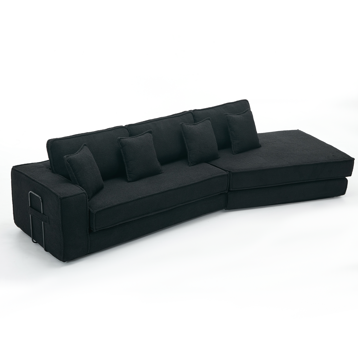 Folding Convertible Out Sleeper Sofa Bed 3-Seat Black