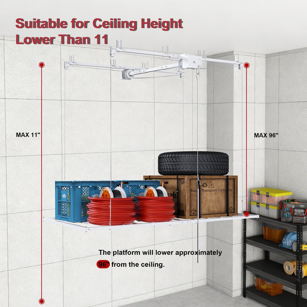 Overhead Garage Storage Rack 3x6 FT for High Ceilings
