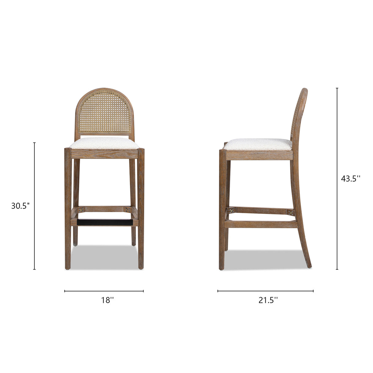 Arlin Upholstered Stool with Curved Back and Footrest, Set of 2