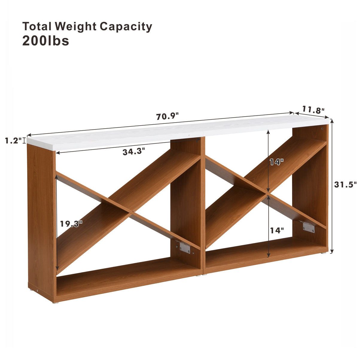 70.87 Inch Farmhouse Console Table in White