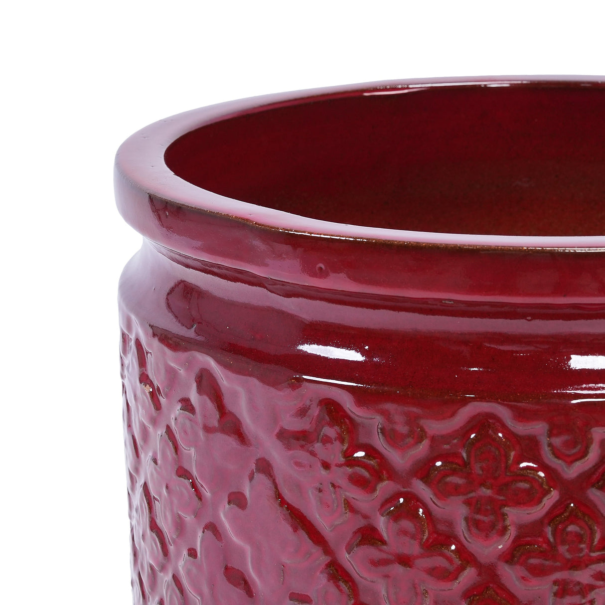 3 Pieces Ceramic Flowerpot, Modern Planter for Patio, Garden or Windowsills - Bean Paste Red