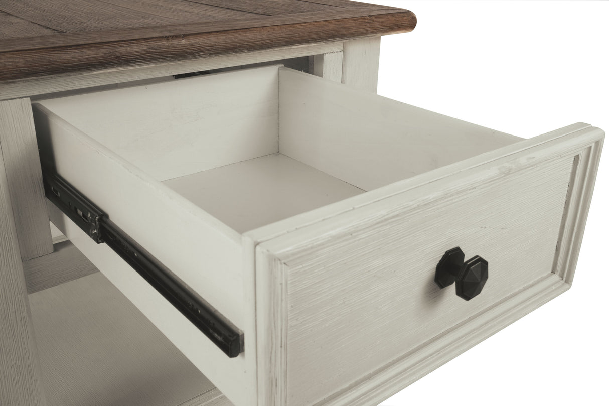 Bolanburg - Rectangular End Table - White / Brown / Beige