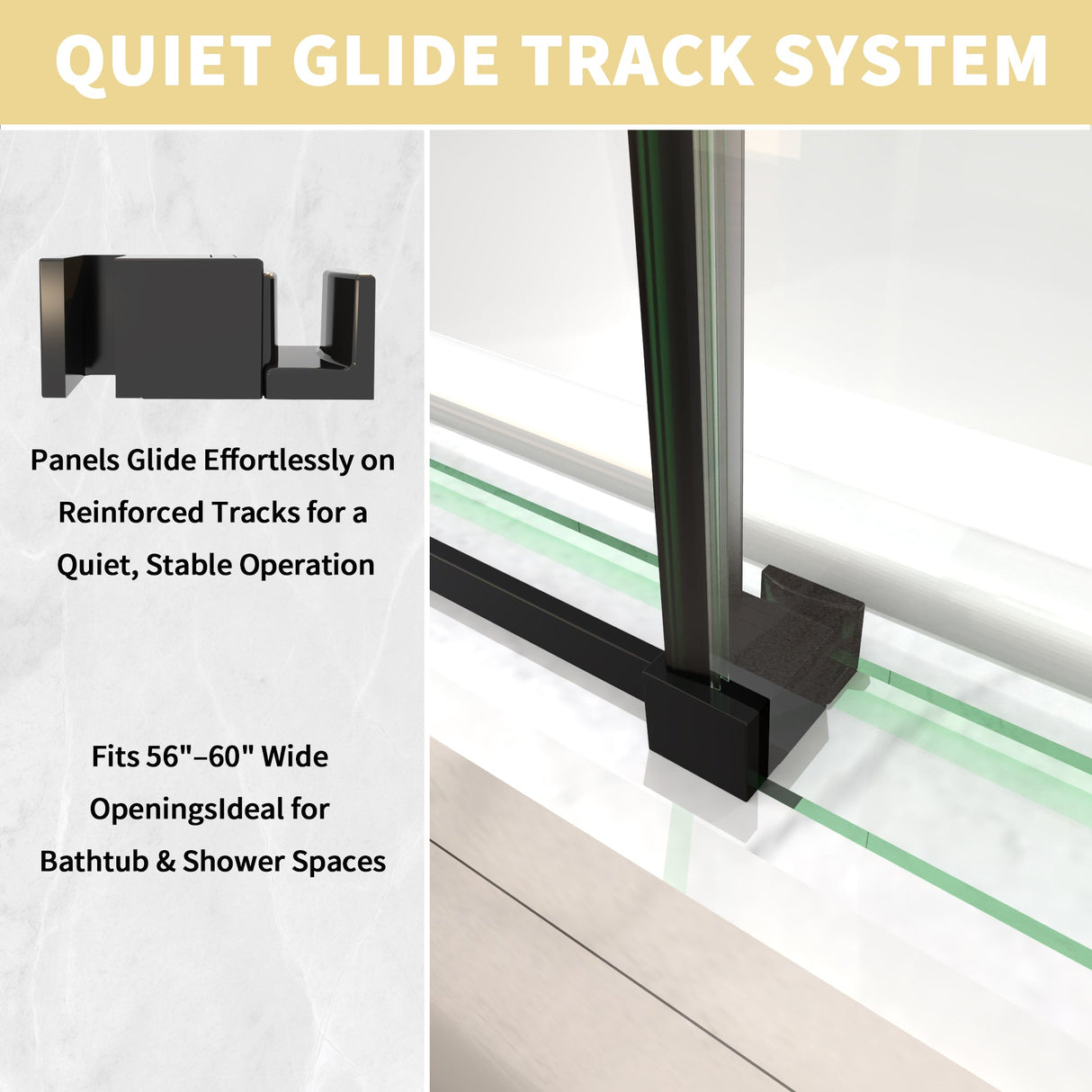 Mod Semi-Frameless Sliding Bathtub Door in Matte Black