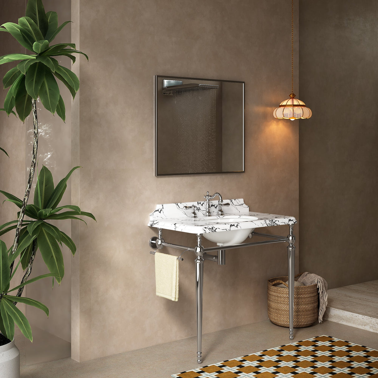 VICI 36" Bathroom Console Sink, Undermount Ceramic Vanity Basin
