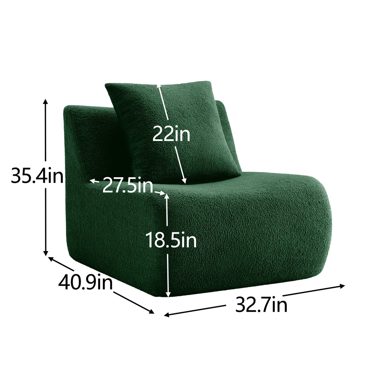Armless Sofa With Pillow Teddy Fabric - Green