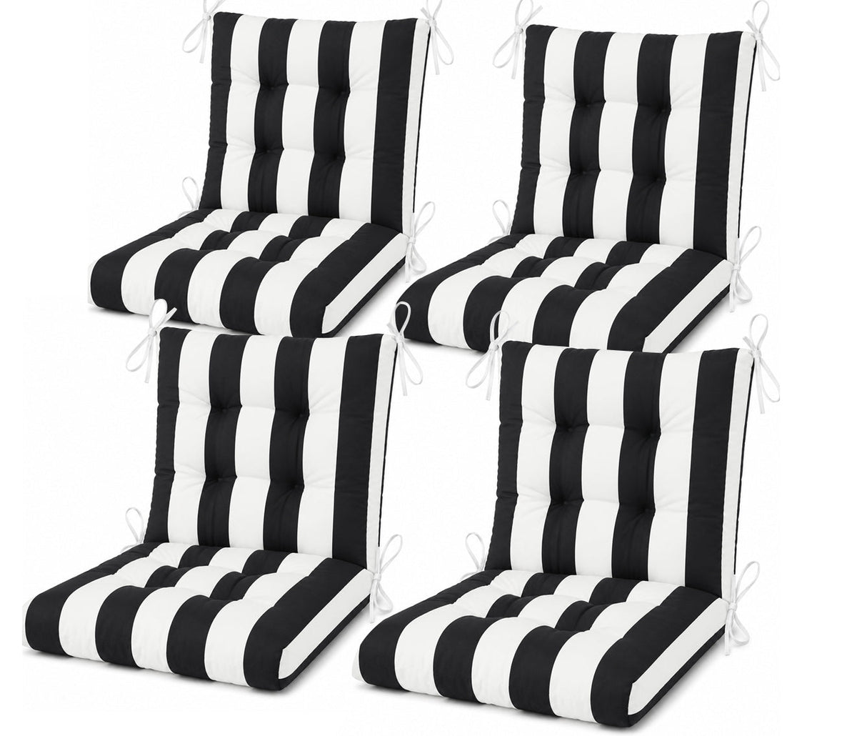 Outdoor Chair Cushions Set of 8 - Black/White Striped