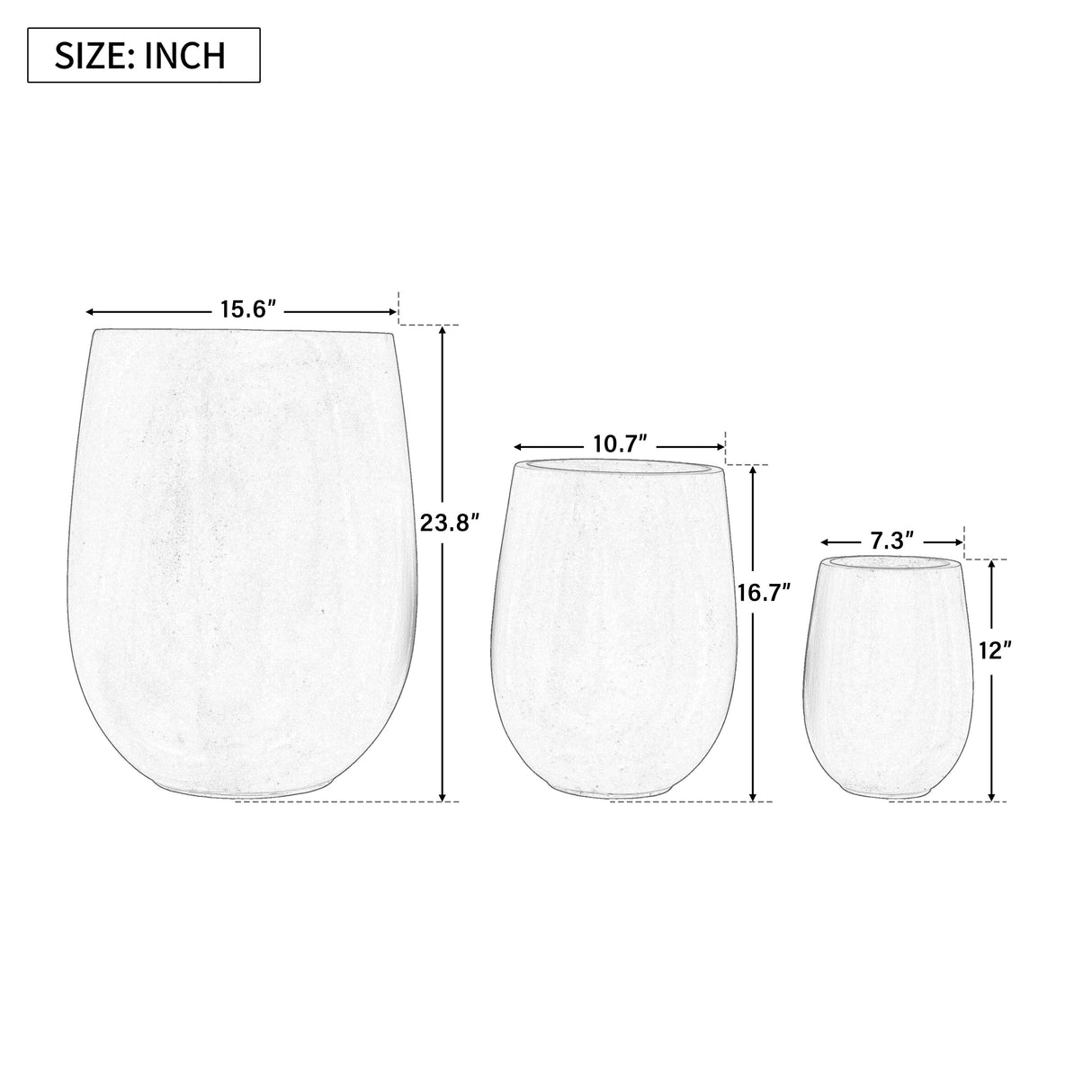 Lightweight Round MGO Outdoor Planter Set - 3 Sizes