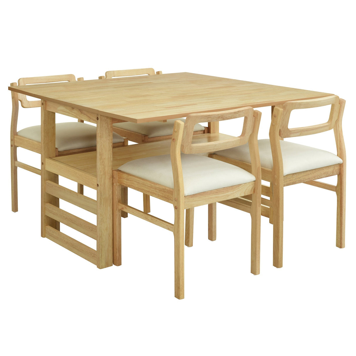 TOPMAX Modern 5-Piece Extendable Wood Dining Table Set