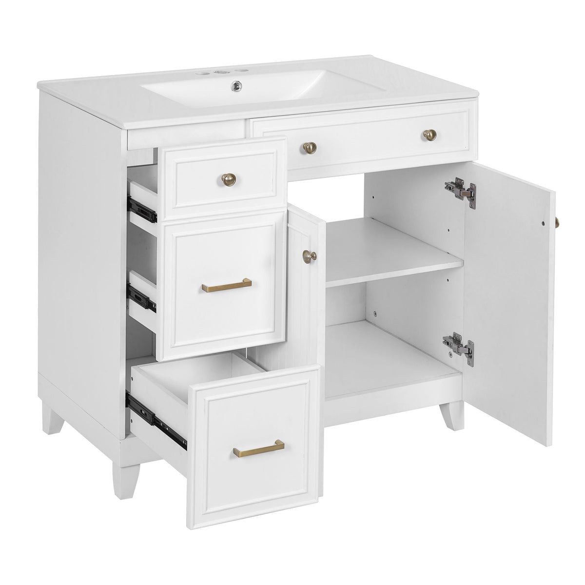 Bathroom Vanity With Sink, Soft Close Doors, Adjustable Shelves