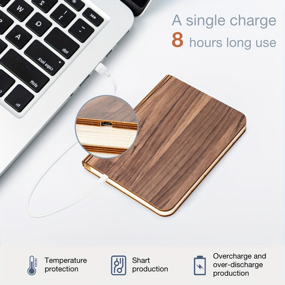 Folding Book Lamp – Rechargeable LED Bedside Light, 3-Color Portable Night Light