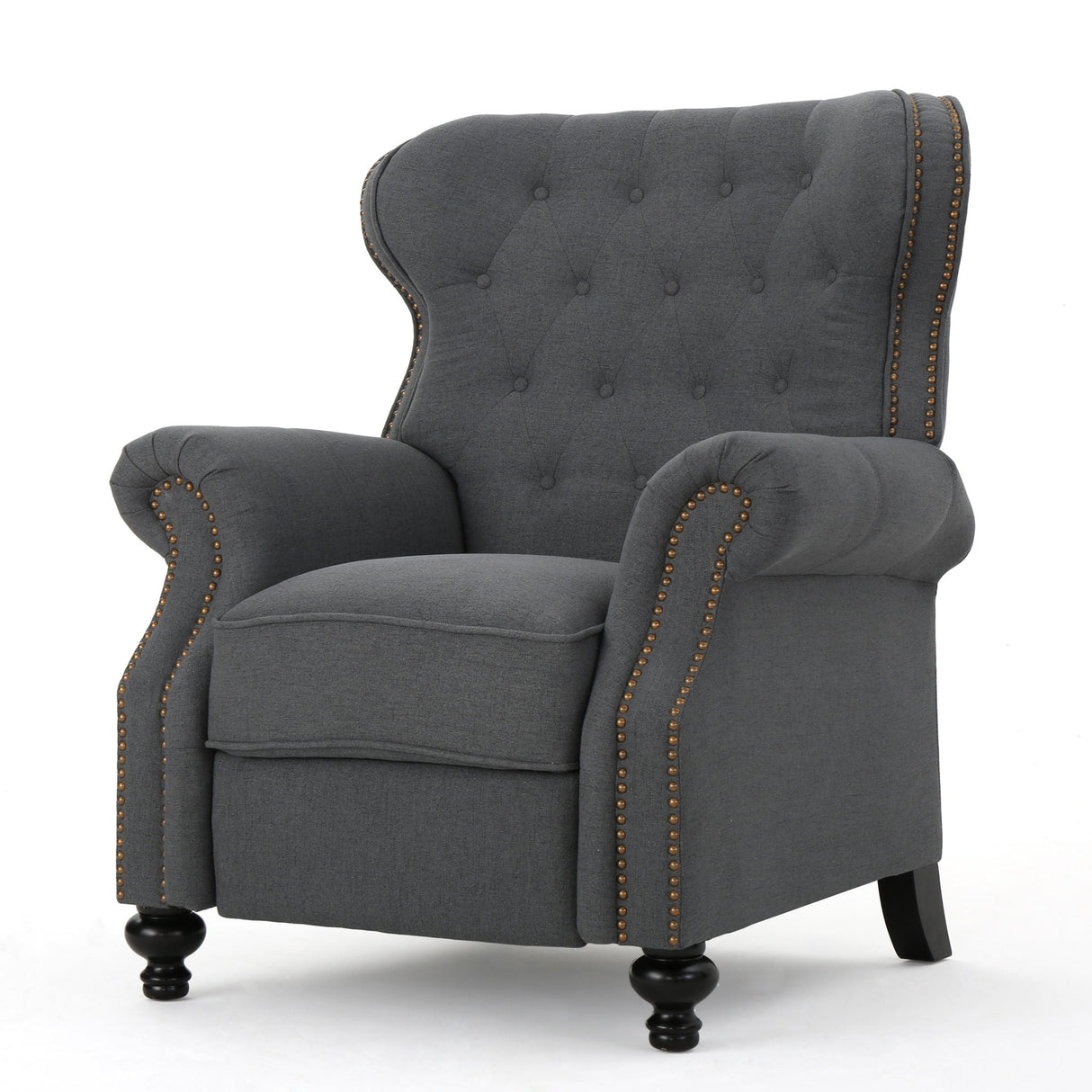 Accented Push Back Recliner Chair With Rolled Arms