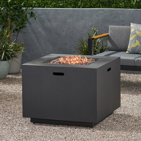 33'-Outdoor-Iron-Square-Propane-Fire-Pit,-Tank-Inside,-Brushed-Brown-50,000-BTU-Fire-Pits