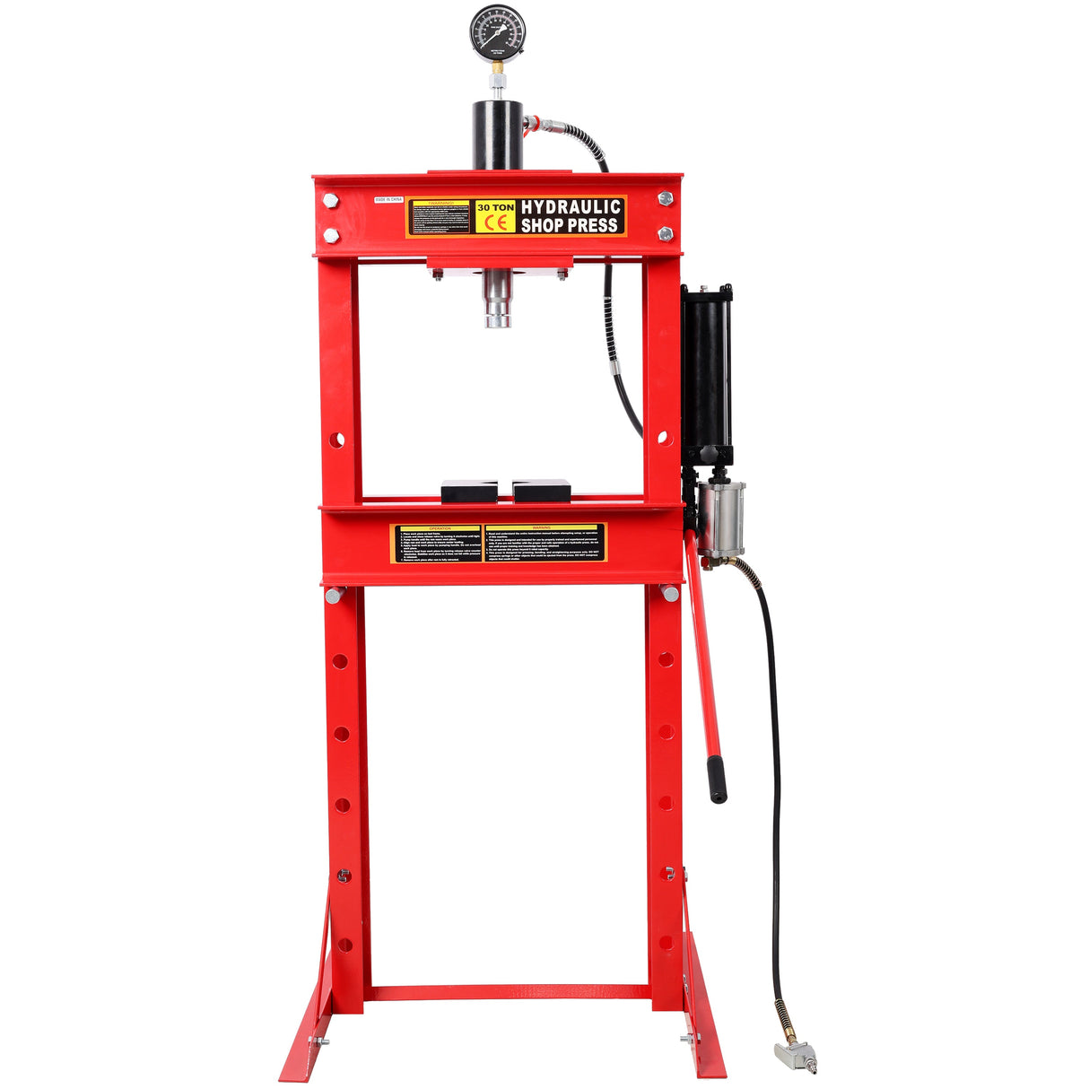 30 Ton Air Hydraulic Shop Press With Gauge, Adjustable H-Frame