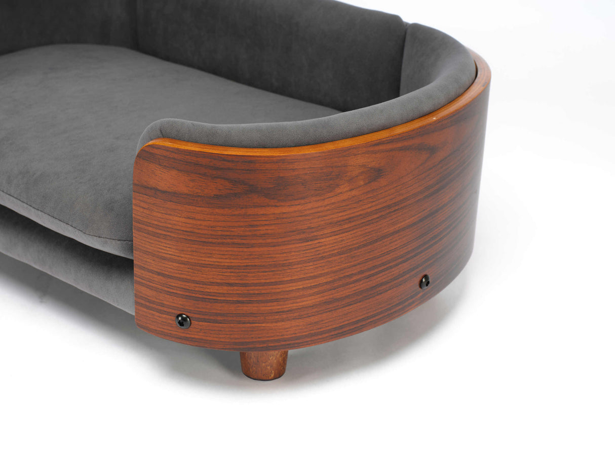 Scandinavian Style Elevated Dog Bed with Solid Walnut Wood Legs