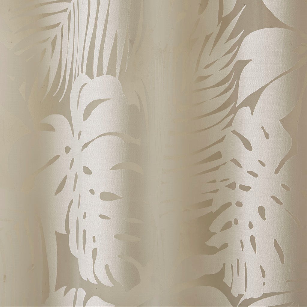 Palm Leaf Burnout Sheer Window Curtain 50x95 Natural