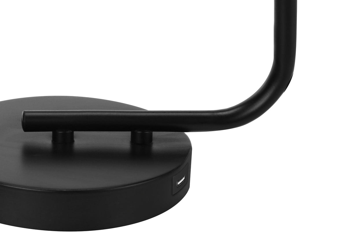 Lighting Table Lamp with USB Port and Glass Shade - Modern Black