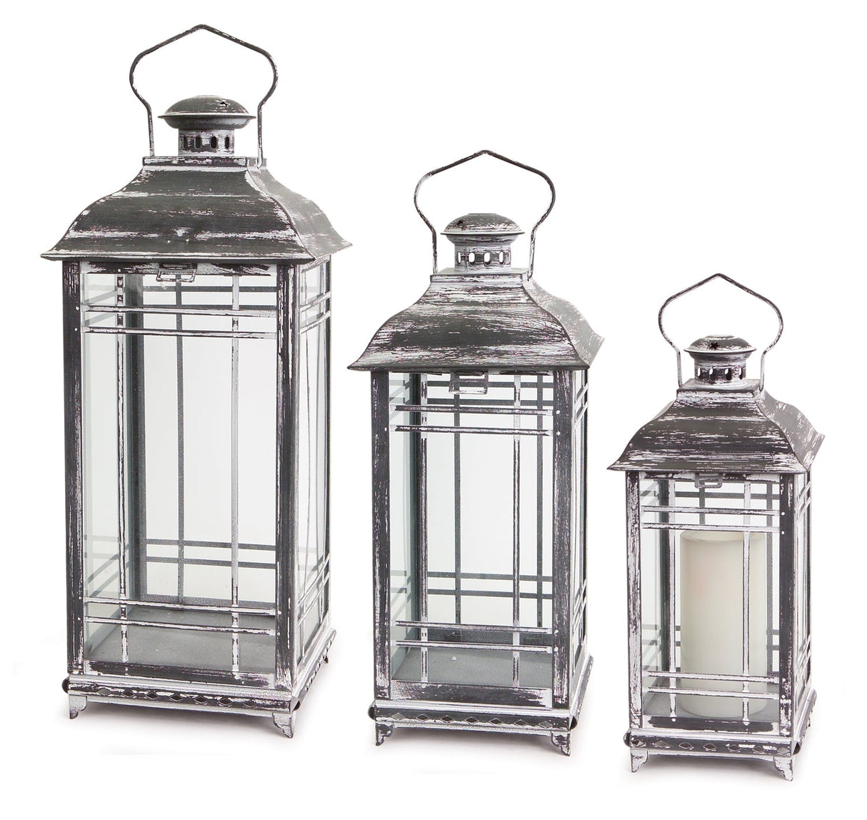 Traditional-Grey-Metal-Lantern-(Set-of-3)-Outdoor-Lighting