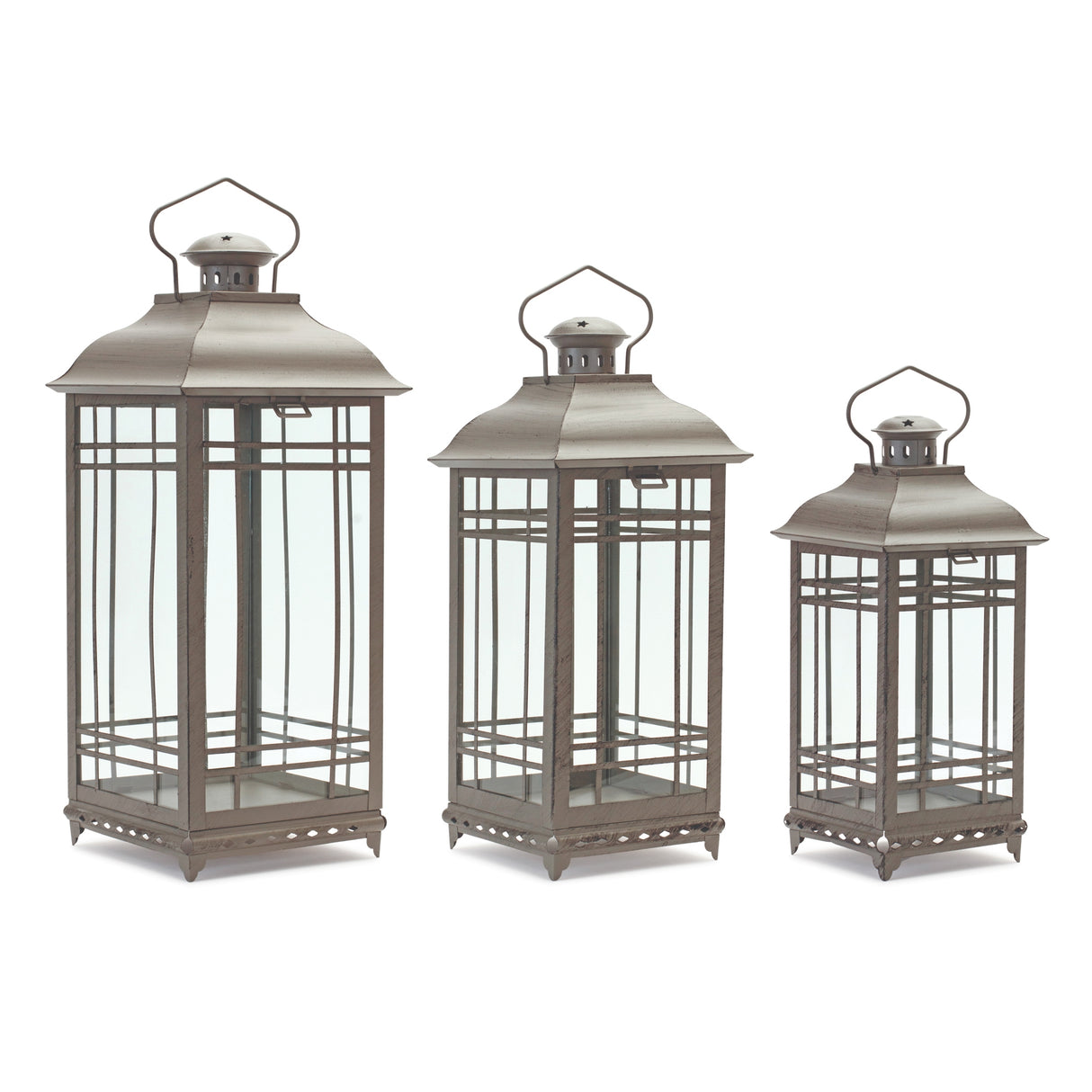 Traditional-Brown-Metal-Lantern-(Set-of-3)-Outdoor-Lighting