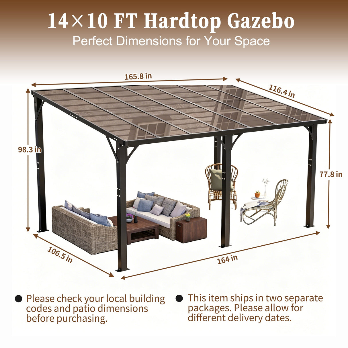 14x10 FT Hardtop Gazebo