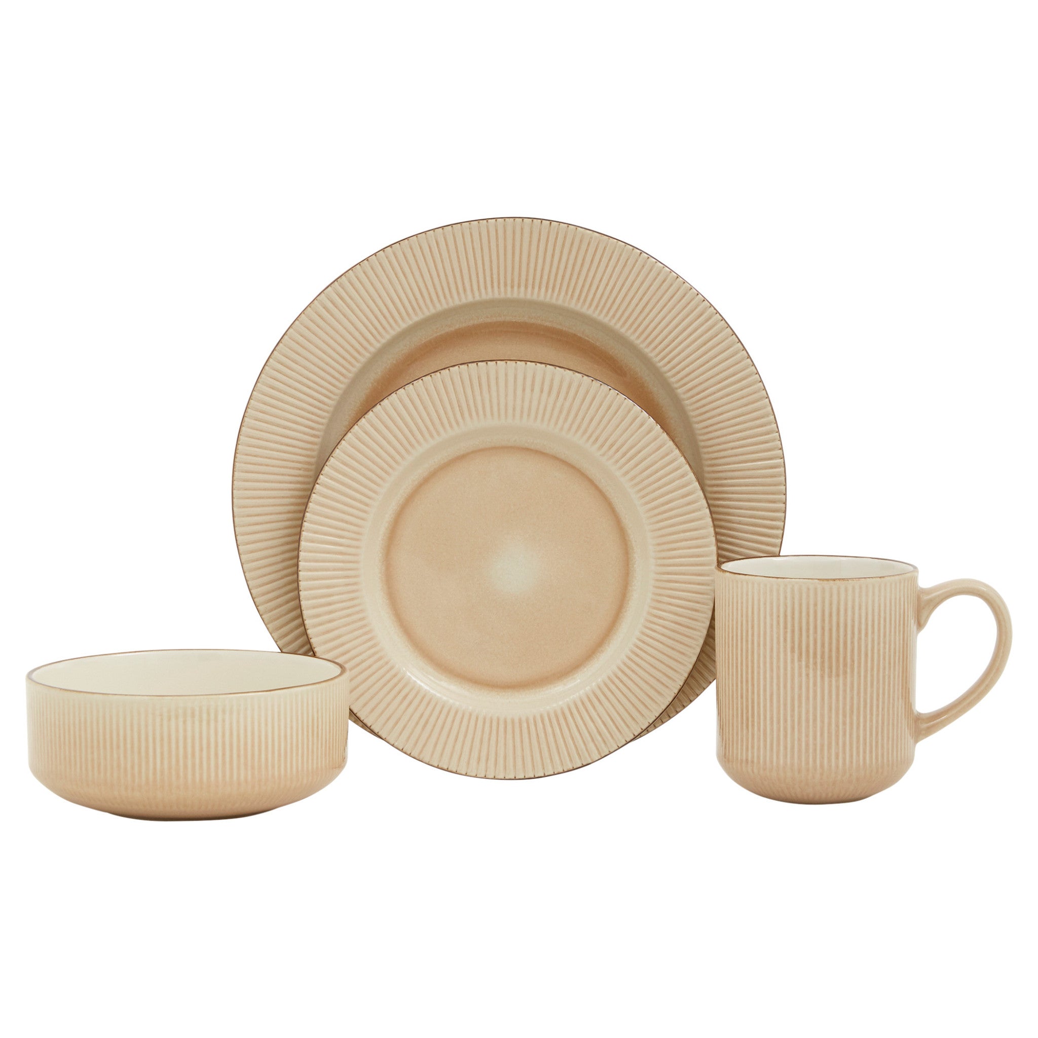 Sand-Sixteen-Piece-Round-Striped-Ceramic-Service-For-Four-Dinnerware-Set-Dinnerware-Sets