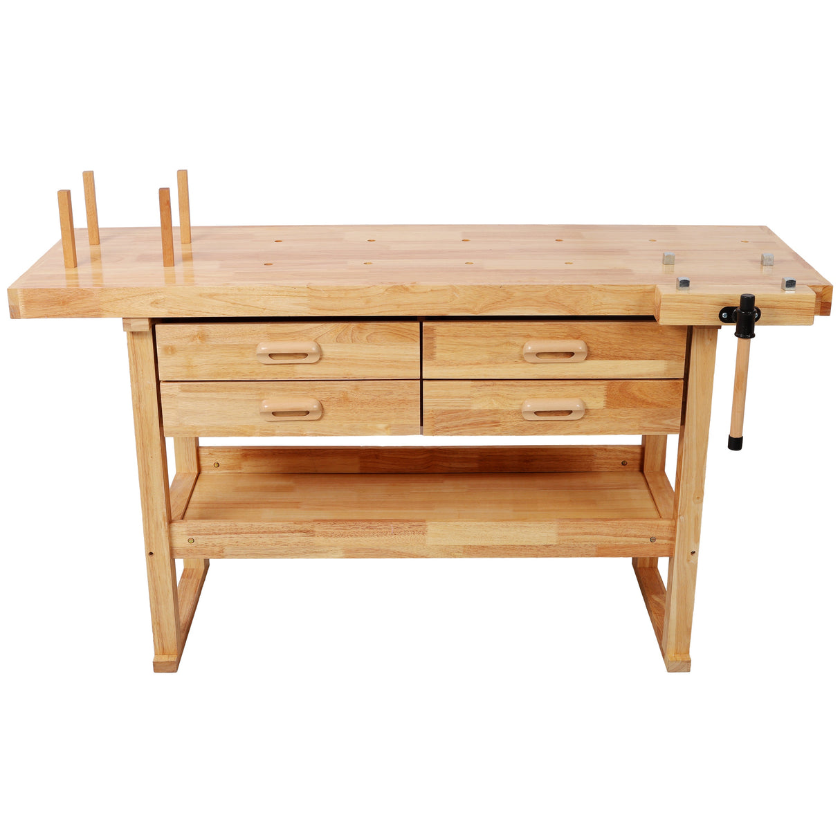 60-Inch Rubber Hardwood Workbench with 4 Drawers
